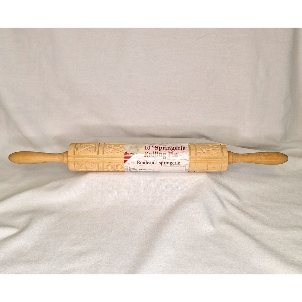 NORPRO 10" Springerle Embossed Wood Rolling Pin German Cookies Cottagecore NEW‎